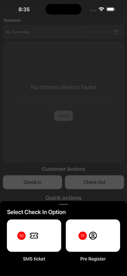 Staff App Interface - Check Out Options